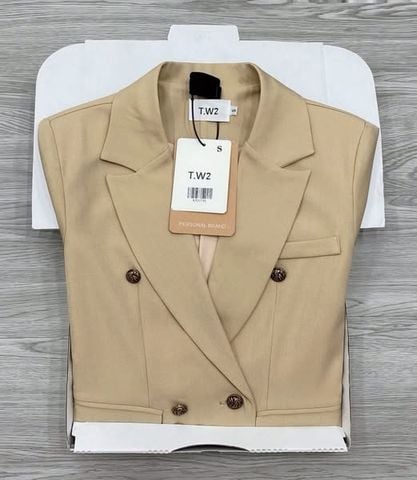 KS1173 - ÁO KHOÁC VEST PHỐI NÚT - MÀU NÂU