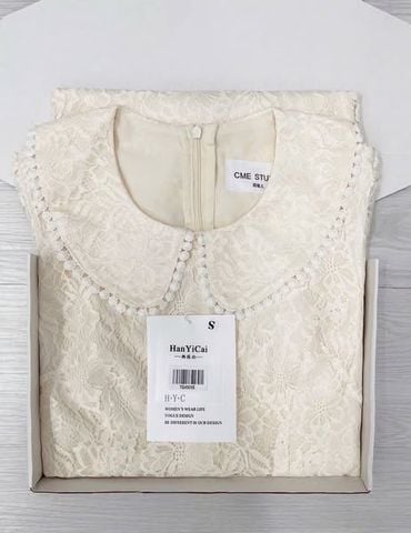 TQ4509 - ĐẦM REN NGẮN CỔ SEN (KEM)