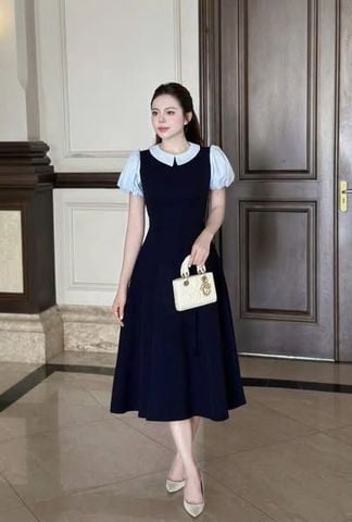 KS1177 - ĐẦM DÀI CÔNG SỞ PHỐI (XANH ĐEN)