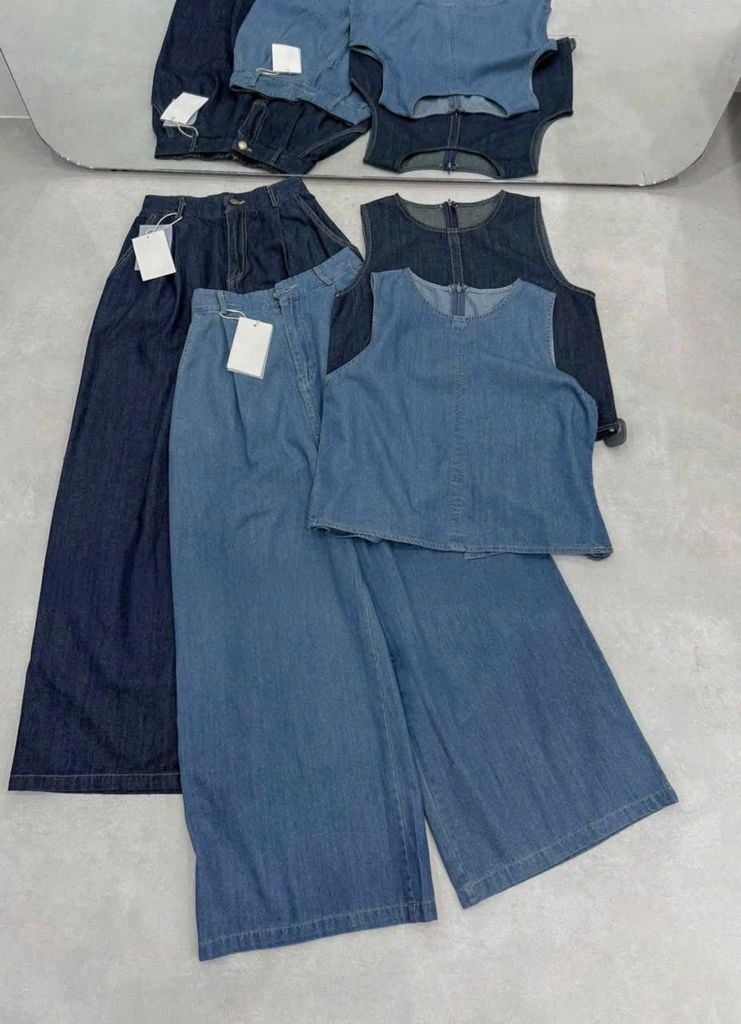 TB8778 - SET JEAN SÁT NÁCH (XANH NHẠT)