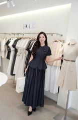 VGU1061 - SET THANH LỊCH CAO CẤP XANH ĐEN (KÈM TAG HOA)