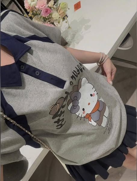 VGU1112 - SET ÁO THUN KITTY + CHÂN VÁY NGẮN (PHỐI MÀU)