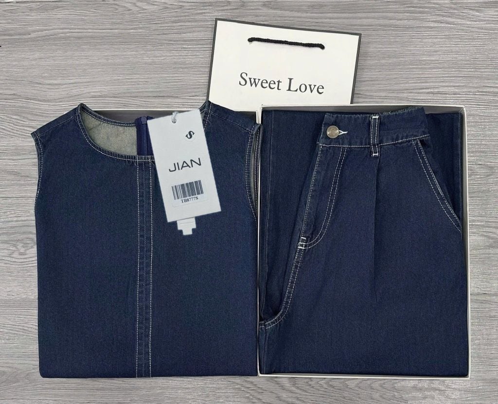 TB8777 - SET JEAN SÁT NÁCH (XANH ĐẬM)