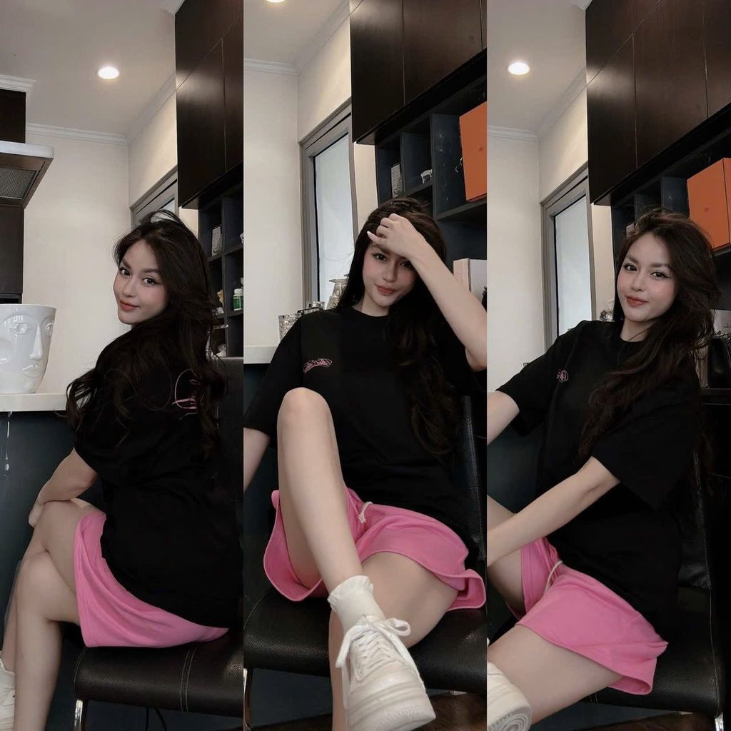SKY9017 - SET ÁO THUN ĐEN + QUẦN SHORT HỒNG BAD BLOOD