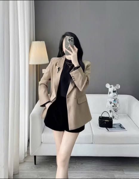 KS1173 - ÁO KHOÁC VEST PHỐI NÚT - MÀU NÂU