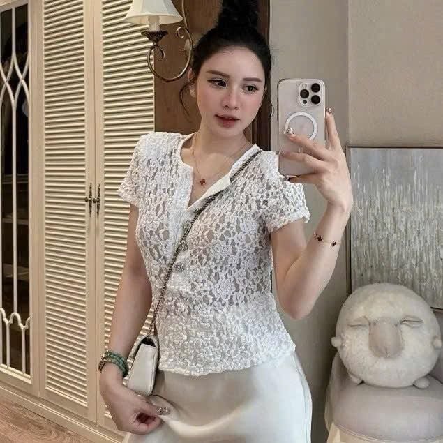 VGU1172 - SET REN BODY DÀI - KÈM ÁO DÂY (TRẮNG)