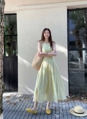 TQ4515 - ĐẦM DÀI XÒE SÁT NÁCH (XANH)