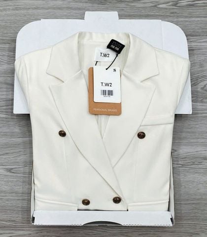 KS1172 - ÁO KHOÁC VEST PHỐI NÚT - MÀU KEM