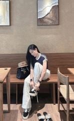 SKY9063 - SET ÁO THUN PHỐI SỌC + QUẦN DÀI TRẮNG