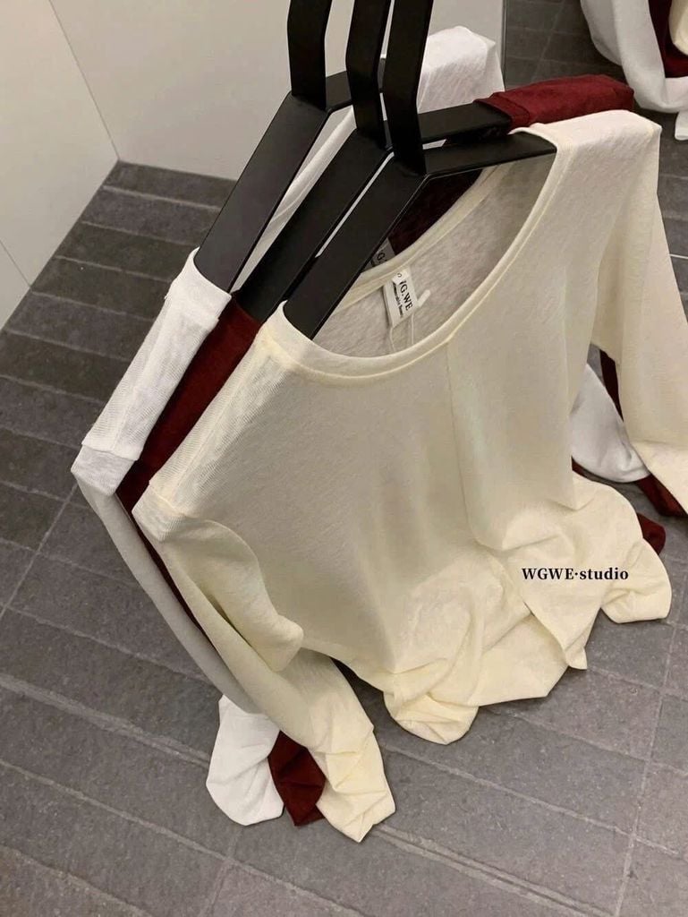 VGU1154 - ÁO KIỂU TAY DÀI VẠT CHẺ - MÀU KEM (ÁO LẺ)