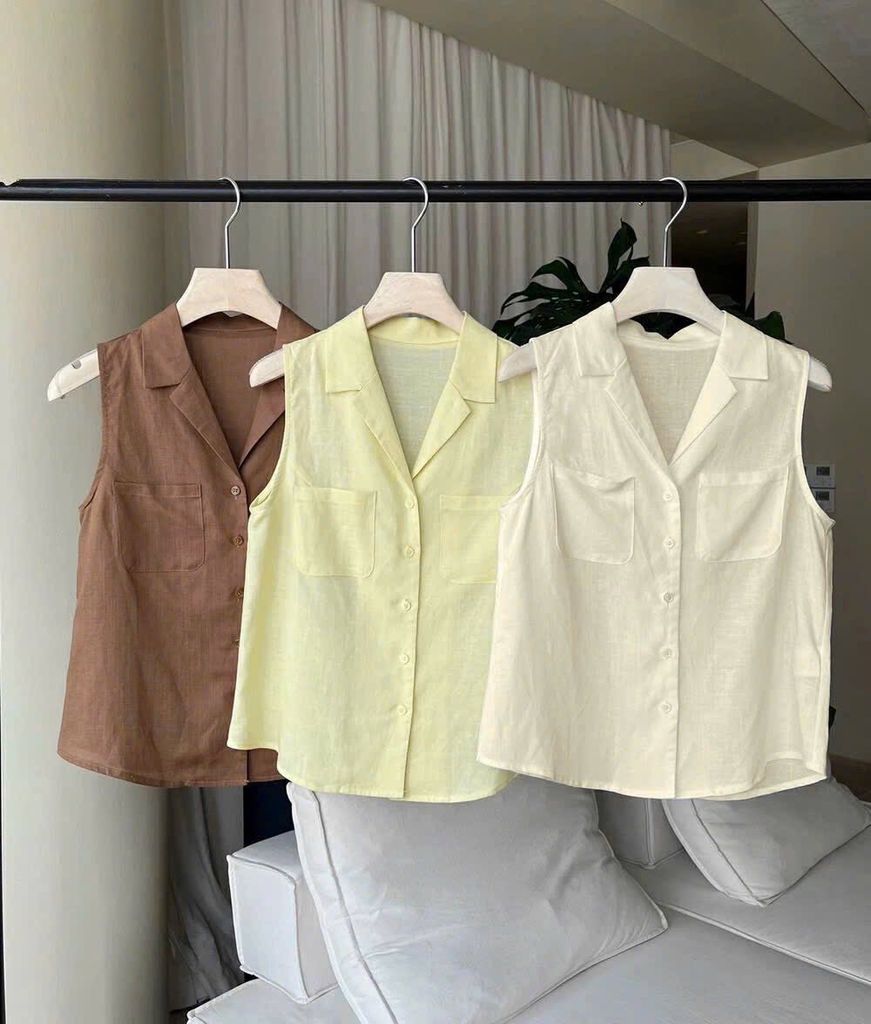 KS1174 - ÁO KIỂU SƠMI SÁT NÁCH - MÀU NÂU