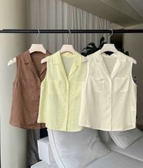 KS1174 - ÁO KIỂU SƠMI SÁT NÁCH - MÀU NÂU
