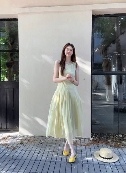 TQ4515 - ĐẦM DÀI XÒE SÁT NÁCH (XANH)