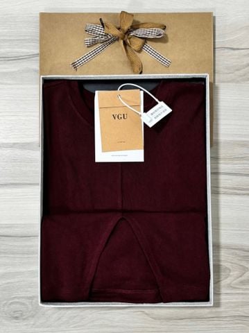 VGU1152 - ÁO KIỂU TAY DÀI VẠT CHẺ - MÀU ĐỎ ĐÔ (ÁO LẺ)