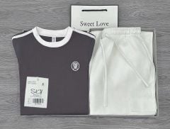 SKY9063 - SET ÁO THUN PHỐI SỌC + QUẦN DÀI TRẮNG