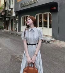 KS1201 - ĐẦM DÀI SỌC XANH (KÈM NỊT)