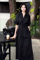 VGU1187 - SET SƠMI CỘT EO + C.VÁY DÀI ĐEN