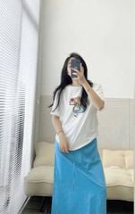 VGU1188 - SET ÁO THUN TRẮNG CÔ BÉ + C.VÁY DÀI XANH