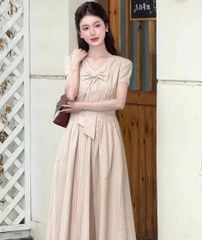 VGU1180 - ĐẦM KEM DÀI SỌC PHỐI NƠ