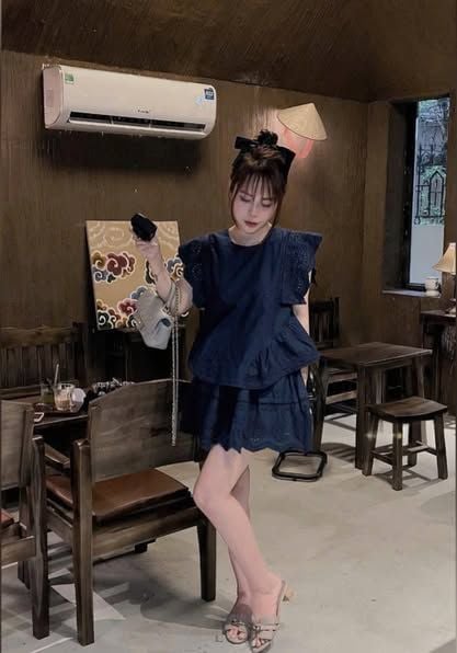 VGU1149 - SET XÔ THÊU NGẮN (XANH ĐEN)