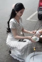 VGU1172 - SET REN BODY DÀI - KÈM ÁO DÂY (TRẮNG)