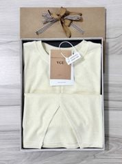 VGU1154 - ÁO KIỂU TAY DÀI VẠT CHẺ - MÀU KEM (ÁO LẺ)