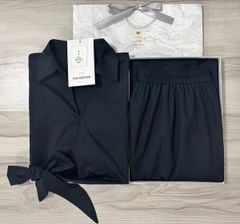 VGU1187 - SET SƠMI CỘT EO + C.VÁY DÀI ĐEN