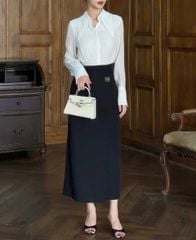 VGU1229 - CHÂN VÁY VẠT CHÉO ĐEN - KÈM TAG (CVÁY LẺ)