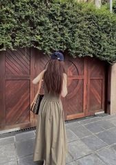 TQ4558 - ĐẦM 2 DÂY IN CHỮ PHỐI TÙNG (NÂU)