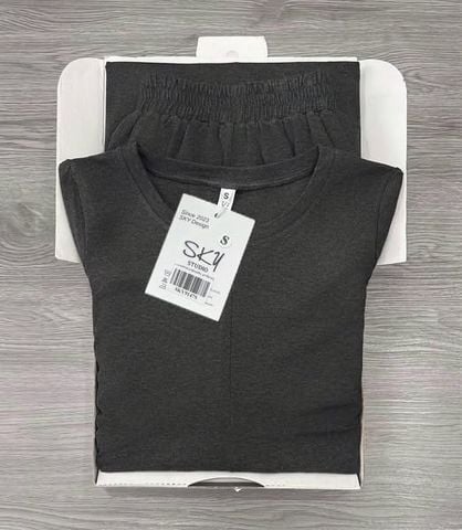 SKY9147 - SET ÁO THUN XẺ VẠT + CHÂN VÁY DÀI (XÁM)