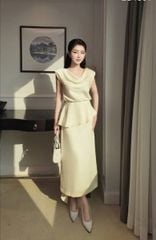 VGU1276 - SET ÁO CỔ ĐỔ + CHÂN VÁY DÀI KEM (KÈM TAG)