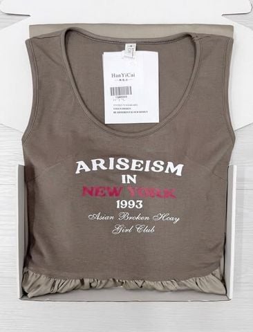 TQ4558 - ĐẦM 2 DÂY IN CHỮ PHỐI TÙNG (NÂU)