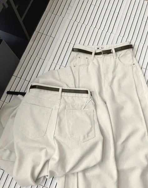 TB9158 - QUẦN DÀI ỐNG RỘNG KEM - QUẦN LẺ (KÈM NỊT)