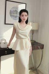 VGU1276 - SET ÁO CỔ ĐỔ + CHÂN VÁY DÀI KEM (KÈM TAG)