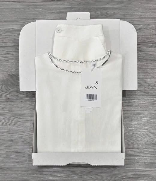 TB9025 - SET NGẮN LƯNG PHỐI NÚT XẺ TÀ SAU - MÀU TRẮNG