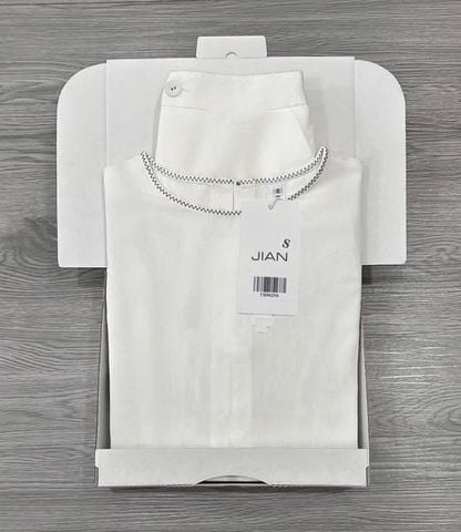 TB9025 - SET NGẮN LƯNG PHỐI NÚT XẺ TÀ SAU - MÀU TRẮNG