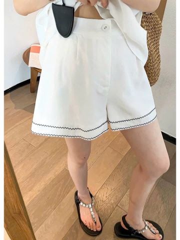 TB9025 - SET NGẮN LƯNG PHỐI NÚT XẺ TÀ SAU - MÀU TRẮNG