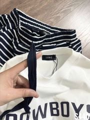 VGU1321 - SET ÁO THUN TRẮNG SỐ 33 + QUẦN SHORT SỌC ĐEN