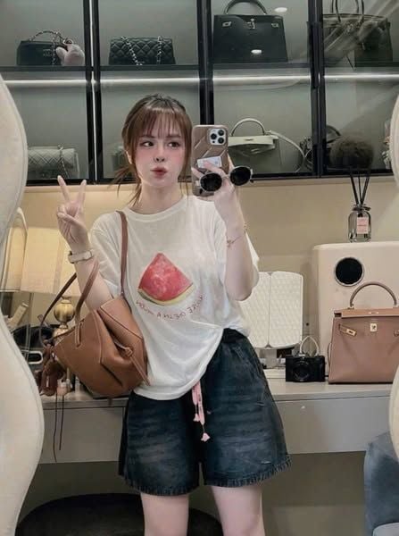 VGU1302 - SET ÁO THUN DƯA HẤU + QUẦN SHORT JEAN