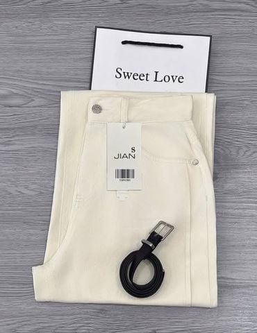 TB9158 - QUẦN DÀI ỐNG RỘNG KEM - QUẦN LẺ (KÈM NỊT)