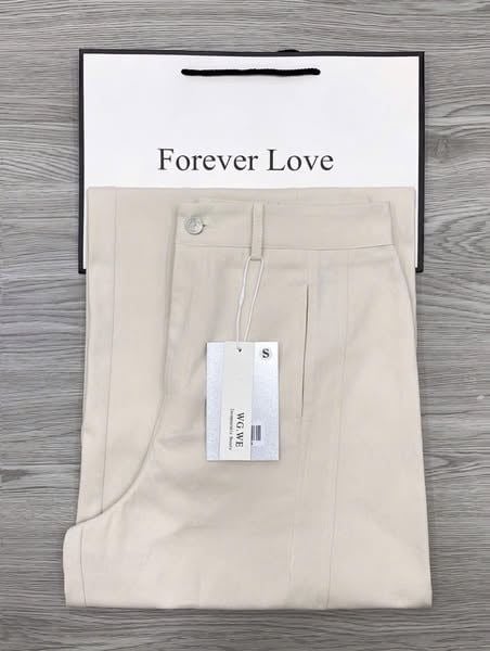 KS1255 - QUẦN KAKI DÀI ỐNG RỘNG - MÀU KEM