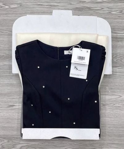 KS1256 - ĐẦM THIẾT KẾ ĐÍNH ĐÁ TÙNG XÒE - MÀU ĐEN