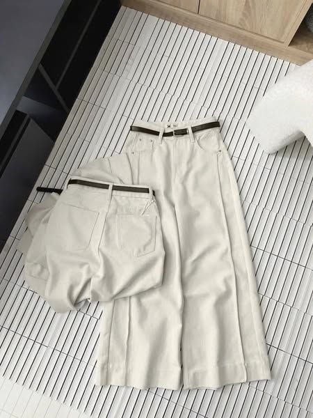 TB9158 - QUẦN DÀI ỐNG RỘNG KEM - QUẦN LẺ (KÈM NỊT)