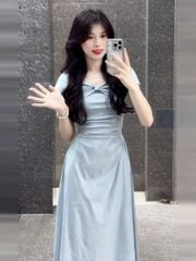 VGU1325 - ĐẦM DÀI PHỐI NGỰC - MÀU XANH
