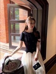 KS1256 - ĐẦM THIẾT KẾ ĐÍNH ĐÁ TÙNG XÒE - MÀU ĐEN