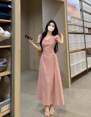 VGU1323 - ĐẦM DÀI PHỐI NGỰC - MÀU HỒNG