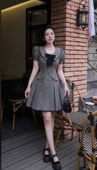 VGU1314 - ĐẦM NGẮN CHẤM BI PHỐI NƠ (XÁM)