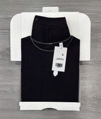 TB9023 - SET NGẮN LƯNG PHỐI NÚT XẺ TÀ SAU - MÀU ĐEN
