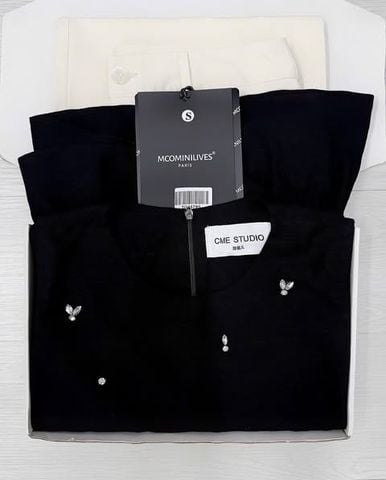 TQ4579 - SET ÁO ĐEN ĐÍNH ĐÁ + QUẦN DÀI KEM