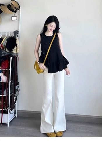 TQ4579 - SET ÁO ĐEN ĐÍNH ĐÁ + QUẦN DÀI KEM